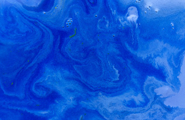 Dark blue liquid background. Marbled pattern. Acrylic surface