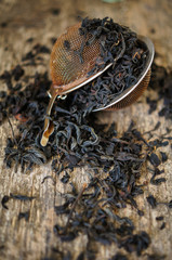 Dried tea leaves