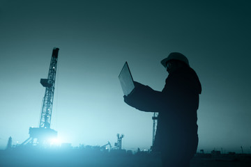 oil field, the oil workers are working