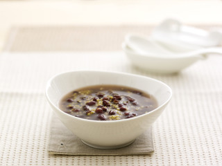 Red beans millet gruel on white bowl