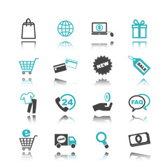 shopping icons with reflection