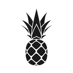 Pineapple with leaf icon. Tropical fruit isolated on white background. Symbol of food, sweet, exotic and summer, vitamin, healthy. Nature logo dessert. Flat concept. Design element Vector illustration
