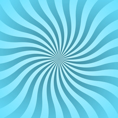 Blue rays poster. Popular ray star burst background television vintage. Dark-blue and light-blue abstract texture with sunburst, flare, beam. Retro art design. Glow bright pattern. Vector Illustration