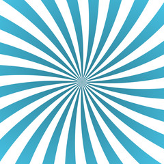 Blue white rays poster. Popular ray star burst background television vintage. Dark-light abstract texture with sunburst, flare, beam. Retro sunbeam art design. Glow bright pattern. Vector Illustration