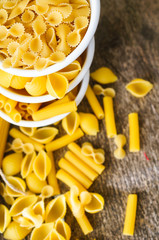 Different kinds of italian pasta