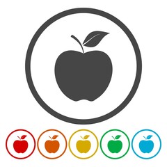 Apple signs set, on colored circles