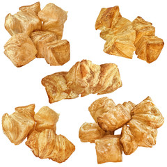 Bunch of Zu-Zu Square Sesame Croissant Puff Pastry Isolated on White Background