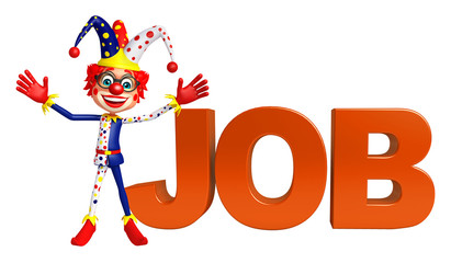 Clown with job sign