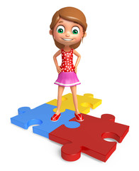 kid girl with Puzzel