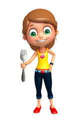 kid girl with Spoon