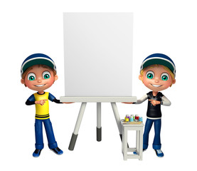 kid boy with white board