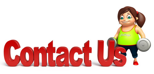 kid girl with Contact us sign & Weight