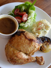 Special roasted chicken meal served with Japanese potato salad,
