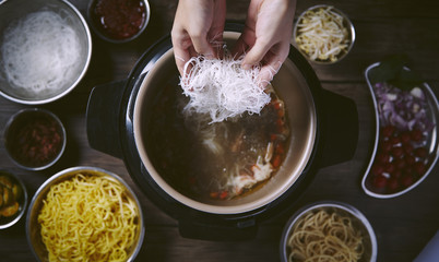 Noodles and pasta chapter header with white rice vermicelli