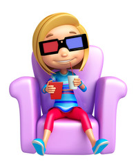 kid girl with 3D goggle