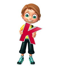 kid boy with  K alphabate