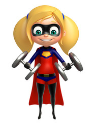supergirl with Gym equipment