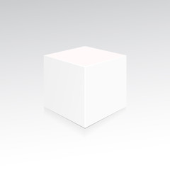 White box blank with shadow and reflection. Vector illustration