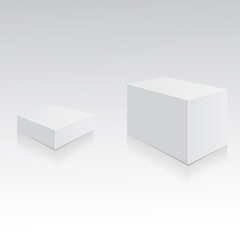 White box. Two different boxes with shadows and reflections.