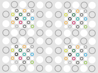 A combination of circles pattern in colorful color and grey shade as background