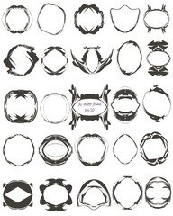 Set of empty retro vintage frames, laurels, badges and stamps