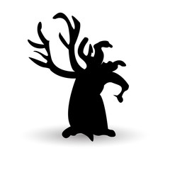 Halloween scary tree. Vector illustration. Thick trunk
