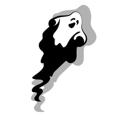 Ghost with shadow Cartoon Halloween Vector Illustration