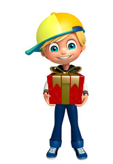 kid boy with giftbox