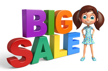 kid girl with Big sale sign