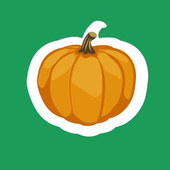 Halloween pumpkins - stickers on green background