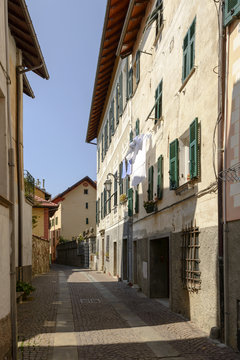 street and old houses at Sassello, Italy