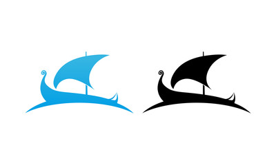 Naklejka premium Scandinavian Drakkar Longship. Vector Logo