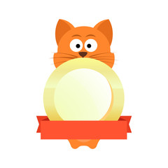 Cat on Emblem with Copy Space