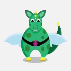 Green dragon with a gift