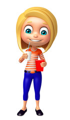 kid girl with soft drink and popcorn