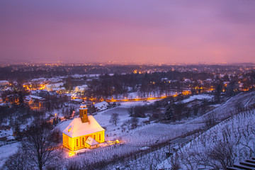 Weinbergkirche im Winter bei Dresden