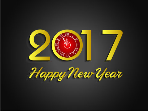 Happy new year 2017 with clock