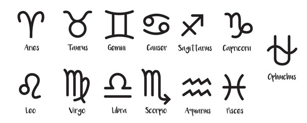 thirteenth signs of the zodiac icon set
