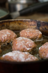 Cutlets from minced meat fried in a pan
