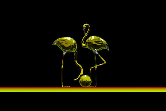 3d flamingo made of colored glass. High resolution 3D Render