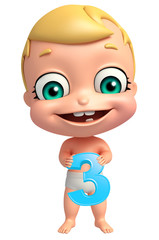 cute baby with Digit 3