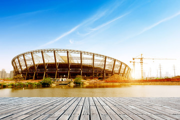Fototapeta premium Stadium construction site