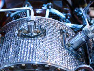 Obraz premium Details of old aircraft engine.