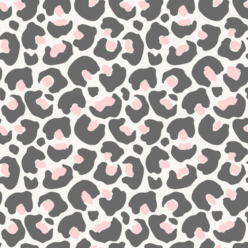 Animal skin seamless pattern in gray and pastel pink. 
