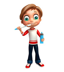 kid boy with  toothbrush & toothpest