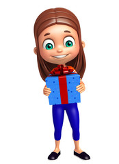 kid girl with Gift box