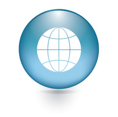 earth blue button icon.