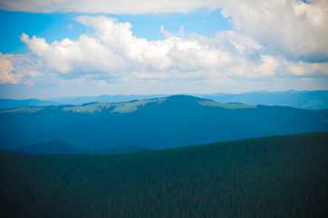 Mountains under mist at Carpathian, Ukraine