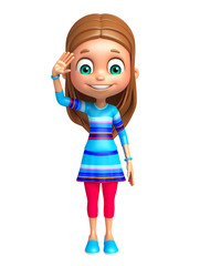 kid girl with Salute pose
