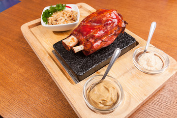 pork knuckle with sauerkraut and horseradish